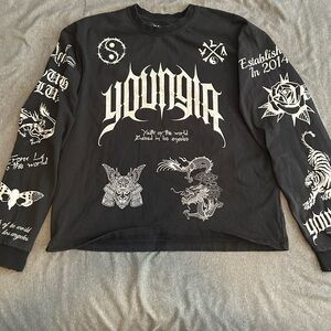 YoungLA Black BMF Graphic LongSleeve Tee